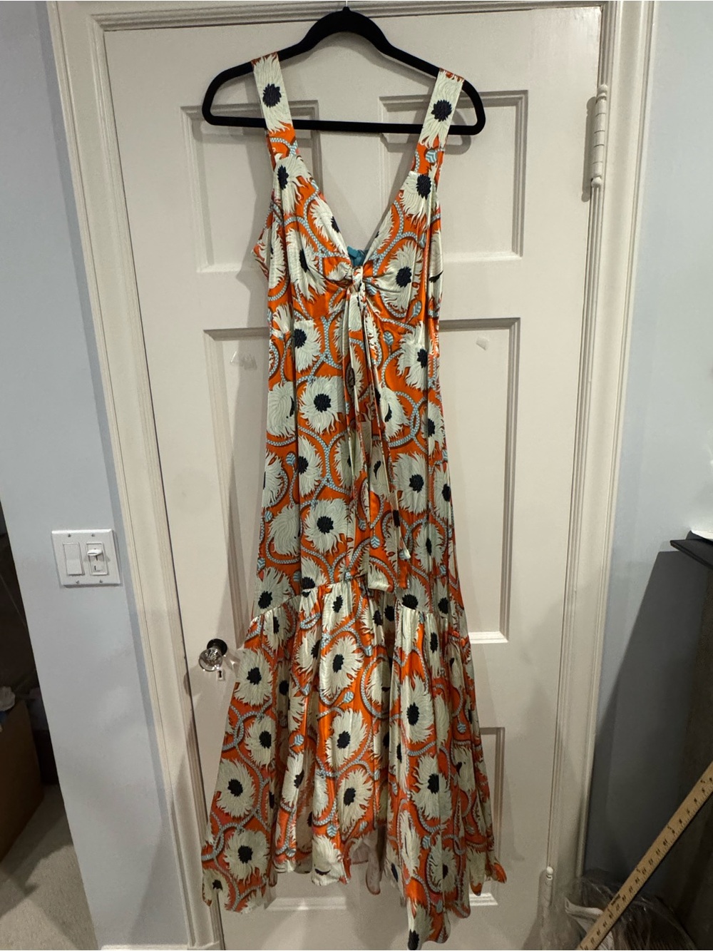 Alexis Orange and Cream Floral Tie-Front Maxi Dress